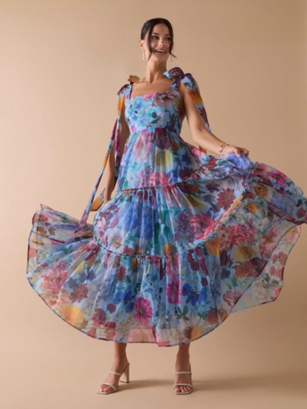 Audrey Parks Alahna Floral Maxi Dress Women’s Sz M Boho Fairy Garden Wedding